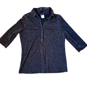 Vintage 70s Anxiety Womens Top Sz M/L Metallic Disco Sparkle Indie Hipster Party